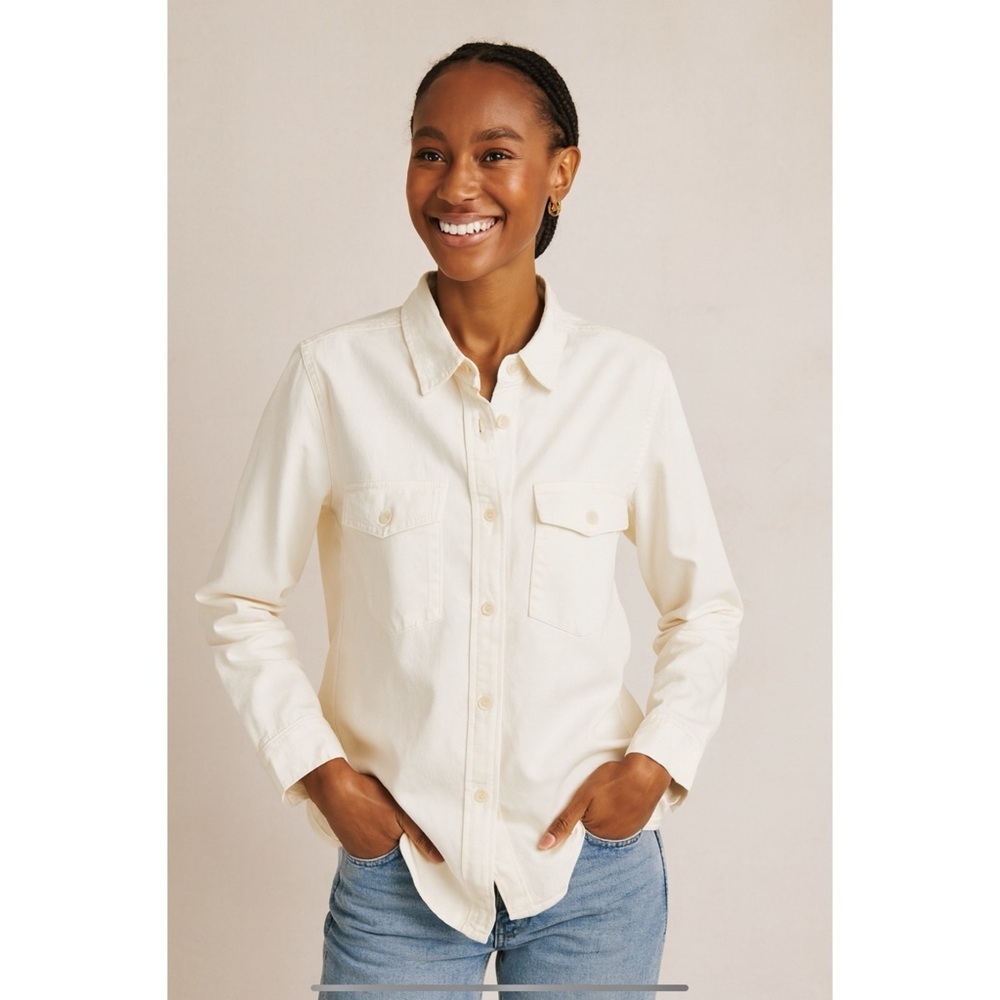 GOOD AMERICAN SHIRT NWT S CLOUD WHITE IVORY WESTERN CASUAL MINIMALIST CLASSIC